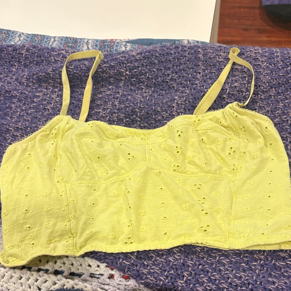 Free People Yellow Eyelet Camisole